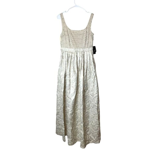 NWT Adrianna Papell Womens Sleeveless Beaded Bodice Jacquard Ball Gown Size 4 I - Picture 3 of 12